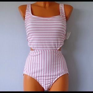 Anne Cole NWT Coral Stripe Swimsuit Size 14